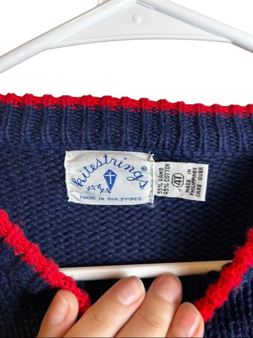 Vtg Kitestrings Toddler Christmas Dinosaur Knit Sweater Navy Red Snowflake 4T - Picture 4 of 4